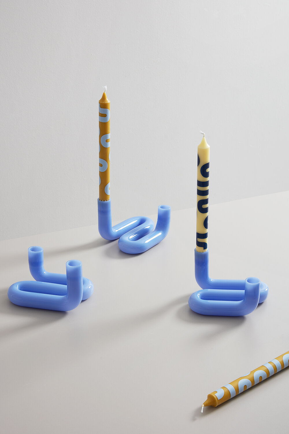 Wave lysestage, Milk Blue - H10 cm.